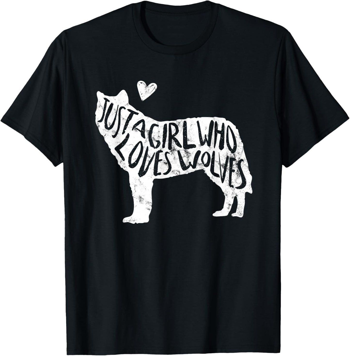 Just A Girl Who Loves Wolves Cute Wolf Silhouette Women T-Shirt - T-Shirt | Black