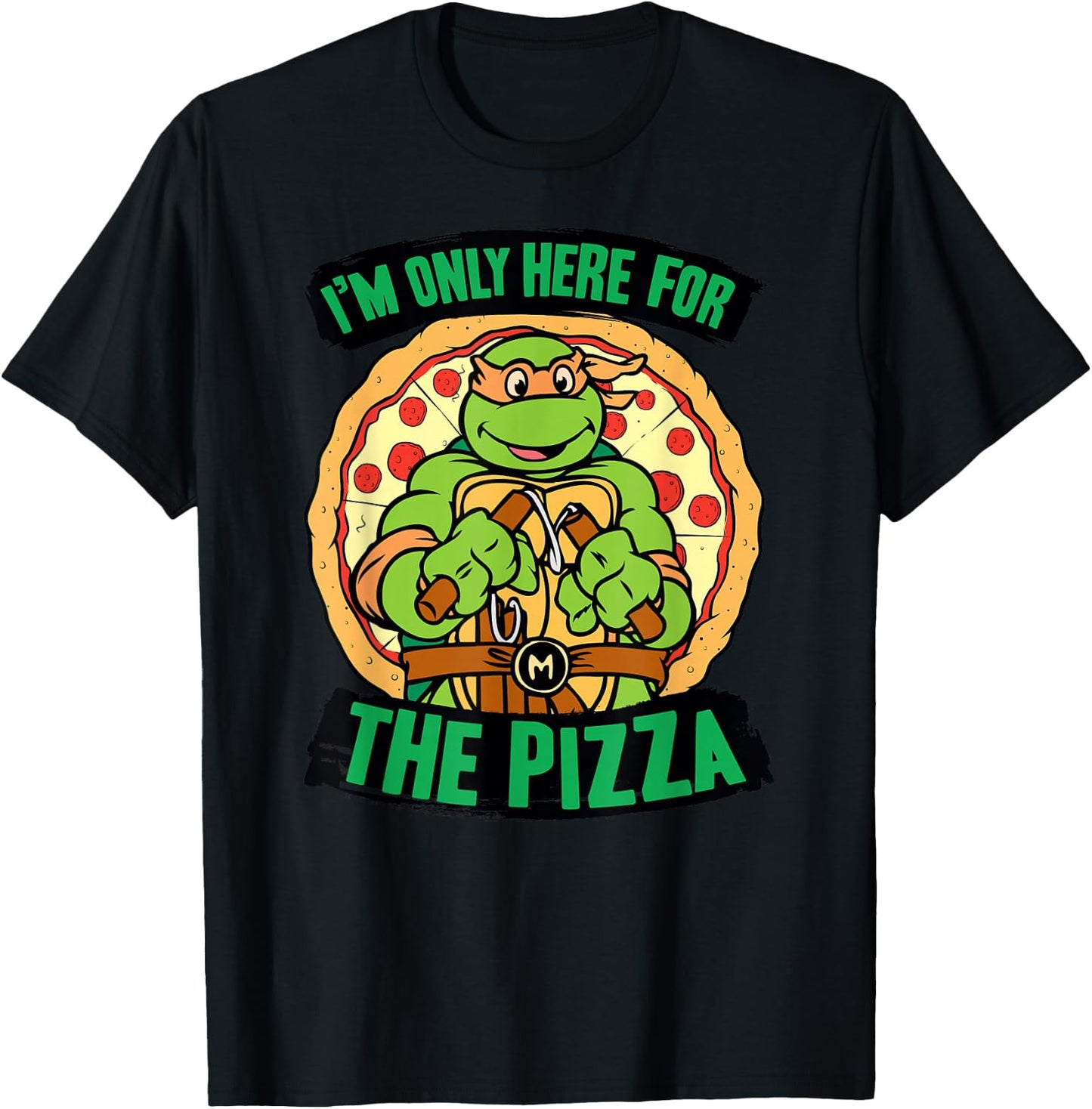 Teenage Mutant Ninja Turtles Here for Pizza T-Shirt - T-Shirt | Black