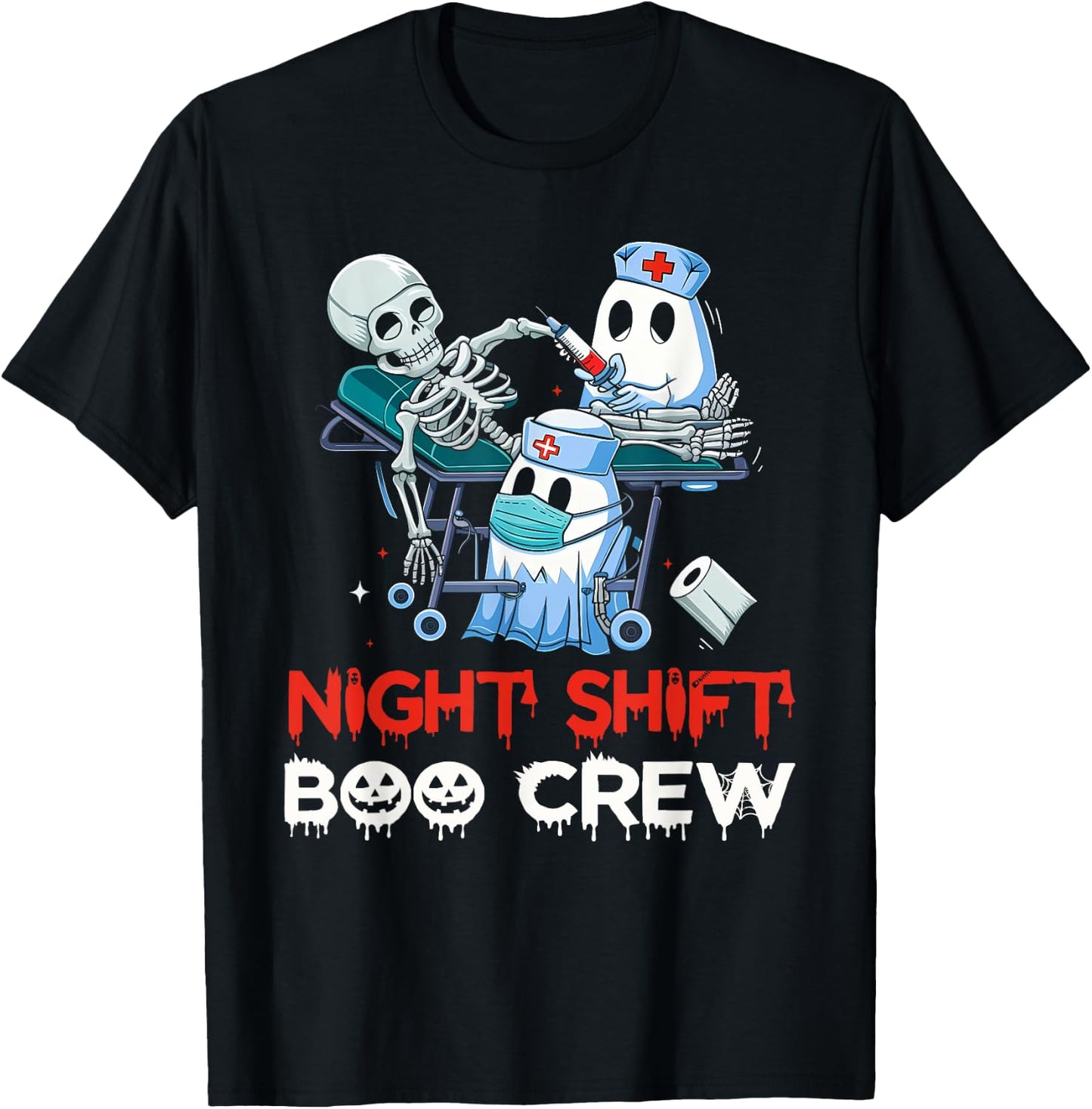 Night shift nurse Halloween shirt Night Shift Boo Crew T-Shirt - T-Shirt | Black
