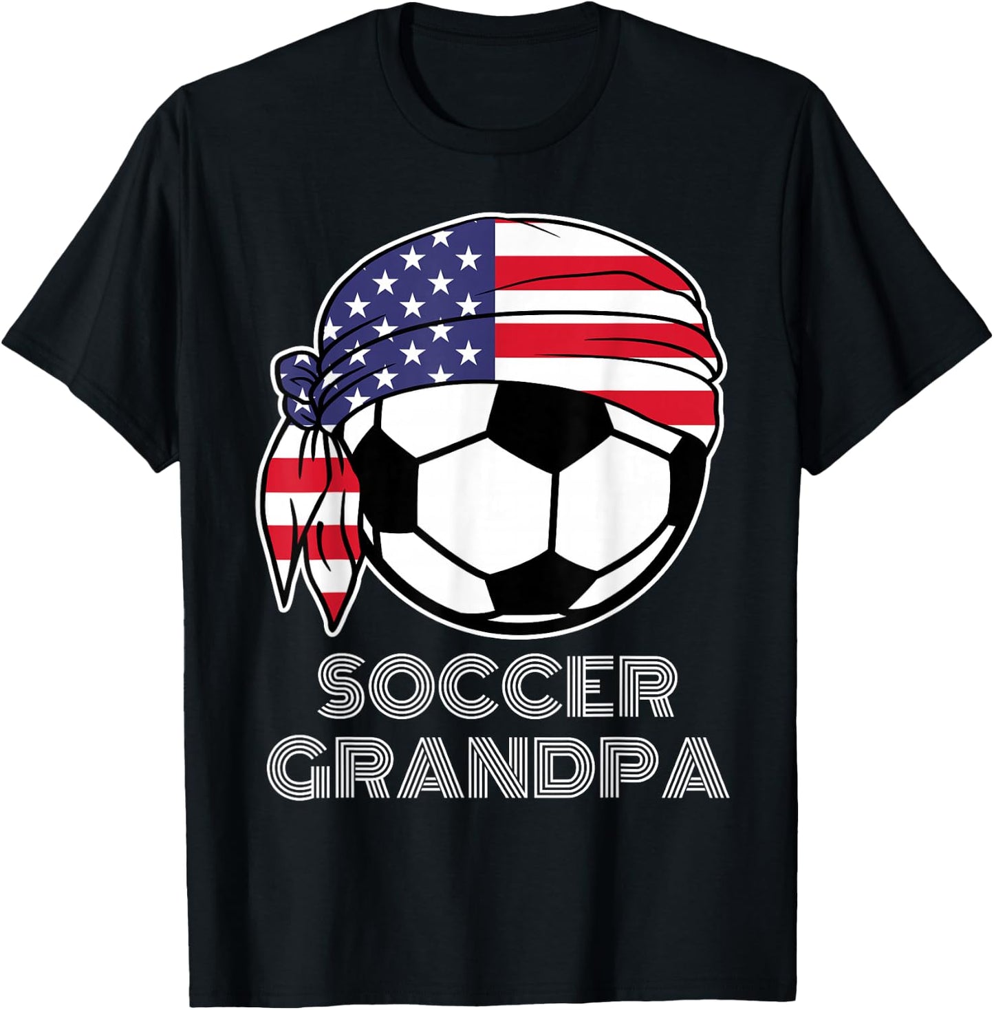 Soccer Grandpa USA Grandfather American Family Pride Soccer T-Shirt - T-Shirt | Black