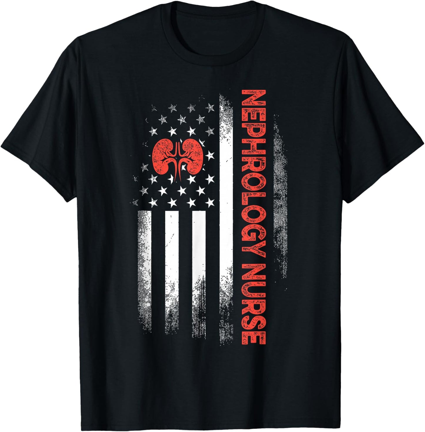 Nephrology Nurse USA Flag Dialysis Nursing RN T-Shirt - T-Shirt | Black