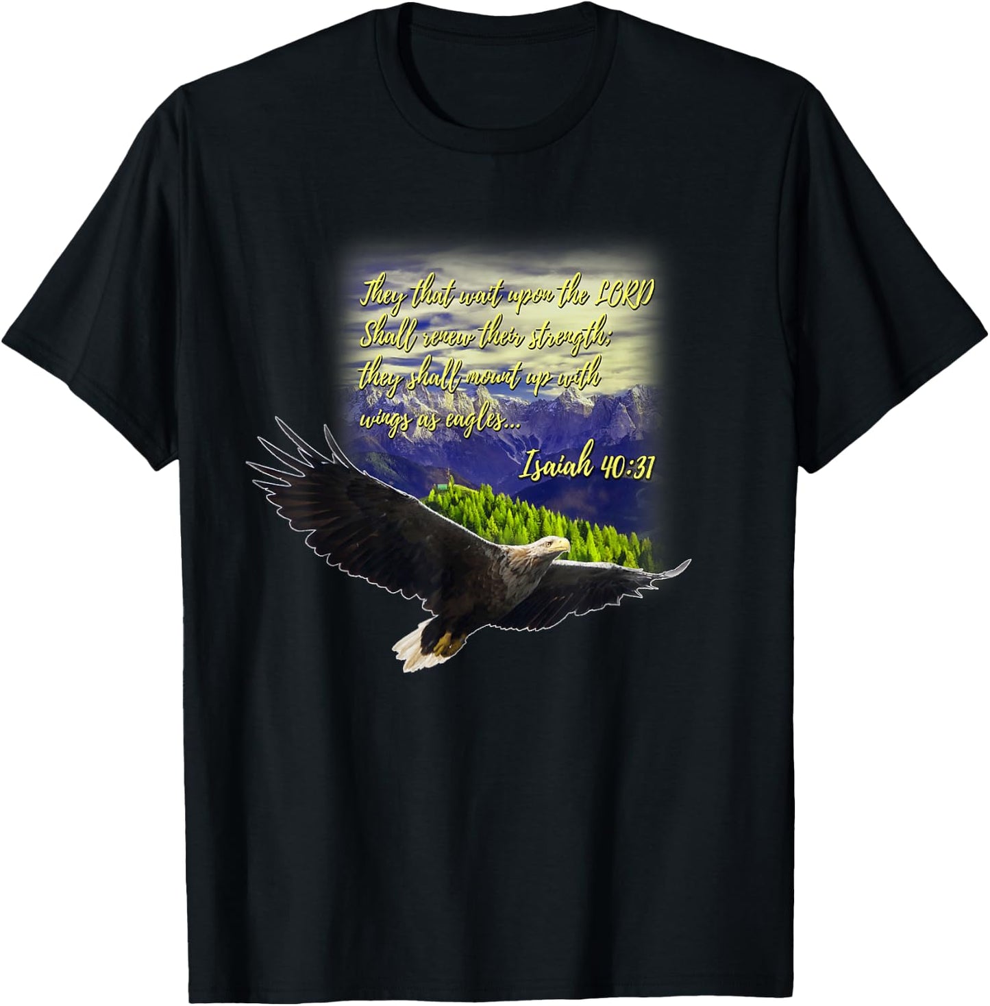 Mount Up WIth Wings As Eagles Christian Gift T-Shirt - T-Shirt | Black