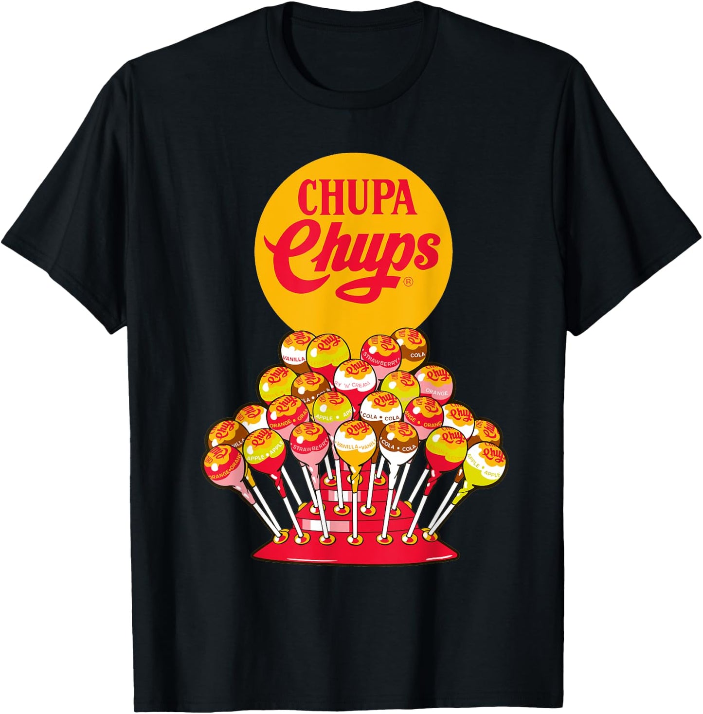 CHUPA CHUPS Retro Candy Brand - Men's Adult Black Short Sleeve Classic Fit Small T-Shirt - T-Shirt | Black