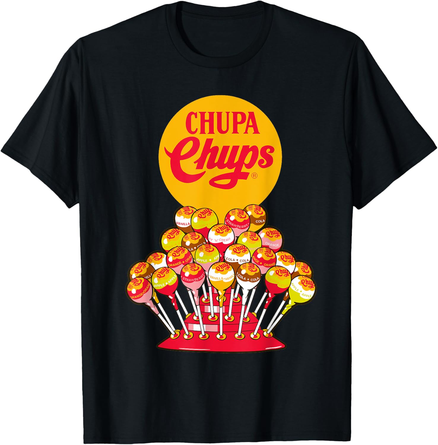 CHUPA CHUPS Retro Candy Brand - Men's Adult Black Short Sleeve Classic Fit Small T-Shirt - T-Shirt | Black