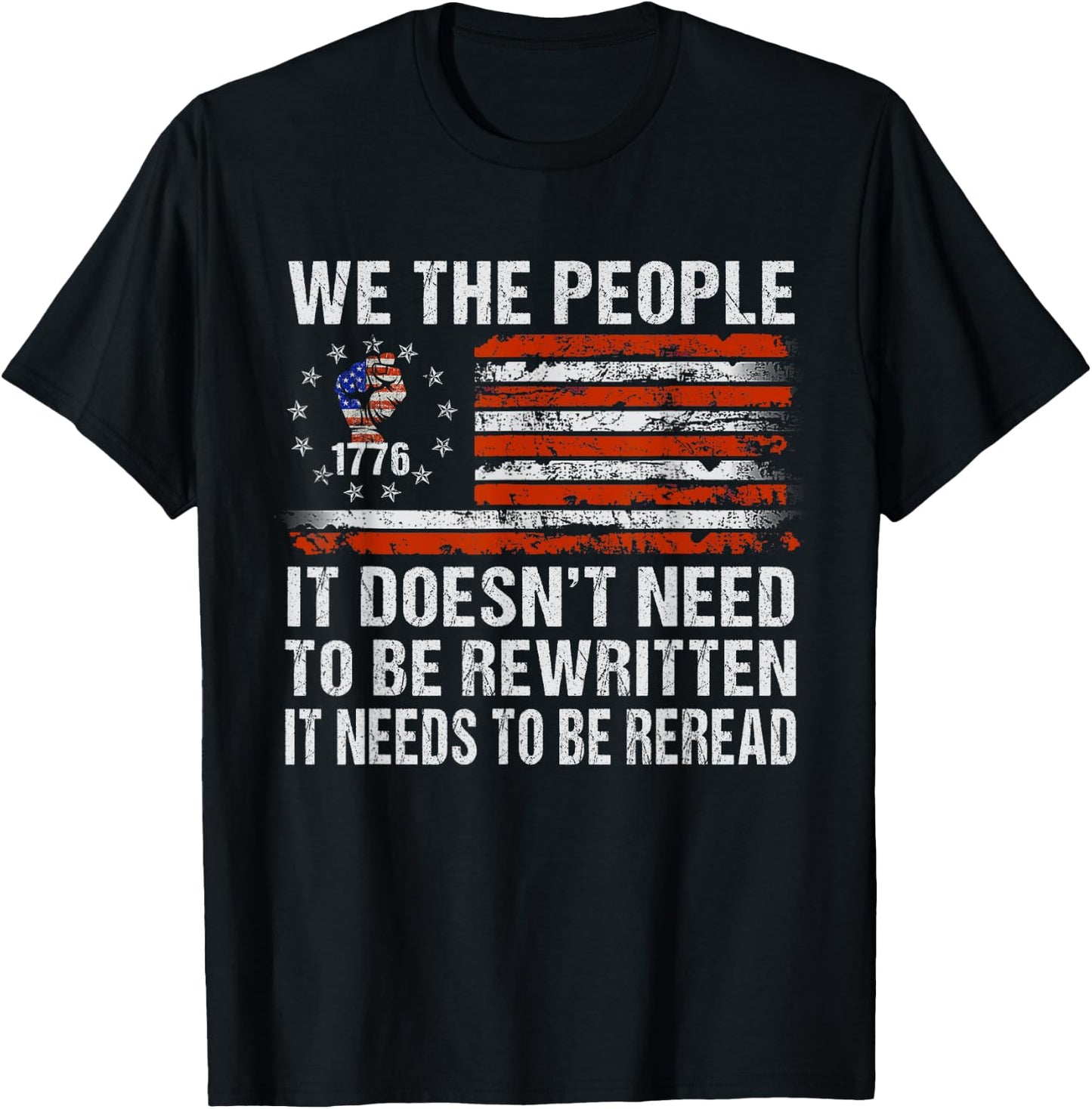 We The People American Flag Patriotic 1776 USA Retro Gifts T-Shirt - T-Shirt | Black