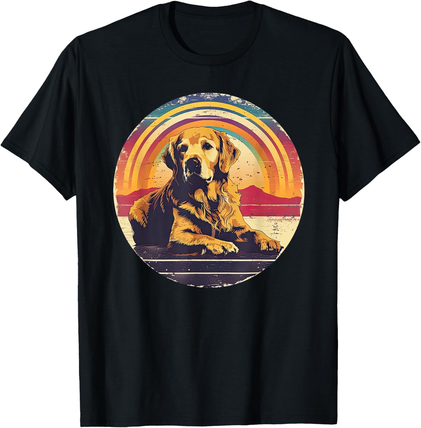 Vintage Golden Retriever Retro Sun Dog Lover T-Shirt - T-Shirt | Black
