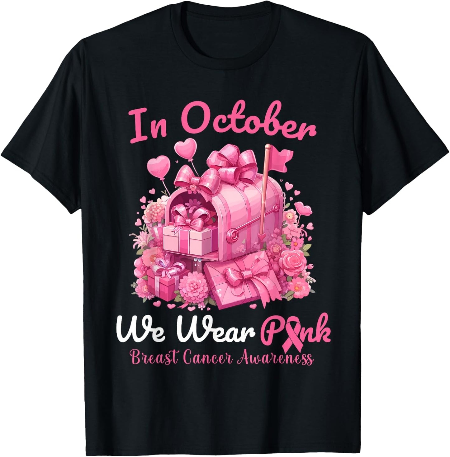 Postal Worker Breast Cancer Awareness October We Wear Pink T-Shirt - T-Shirt | Black