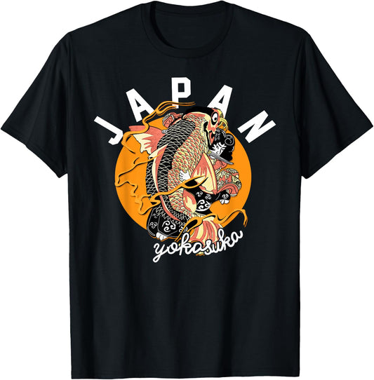 Yokosuka Japan Shirt Koi Fish Japanese T-Shirt - T-Shirt | Black