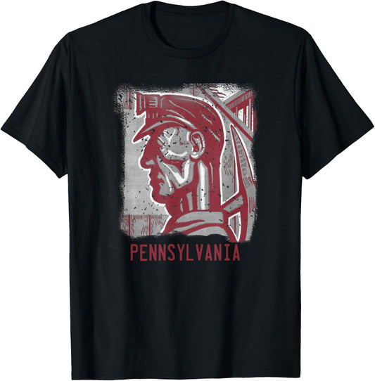 Coal Miner Pennsylvania Distressed Vintage Art Poster T-Shirt - T-Shirt | Black