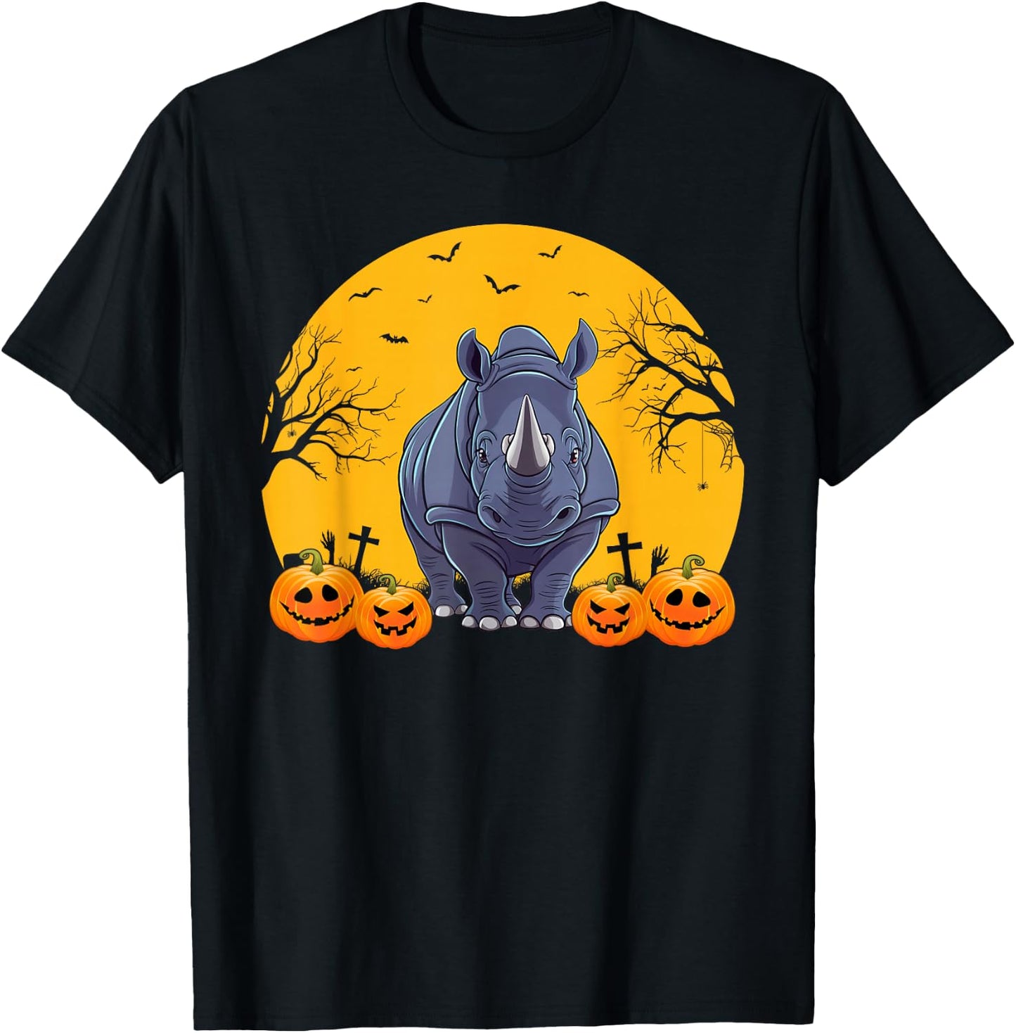 Rhino Lovers Men Women Kids Matching Halloween Costume T-Shirt - T-Shirt | Black