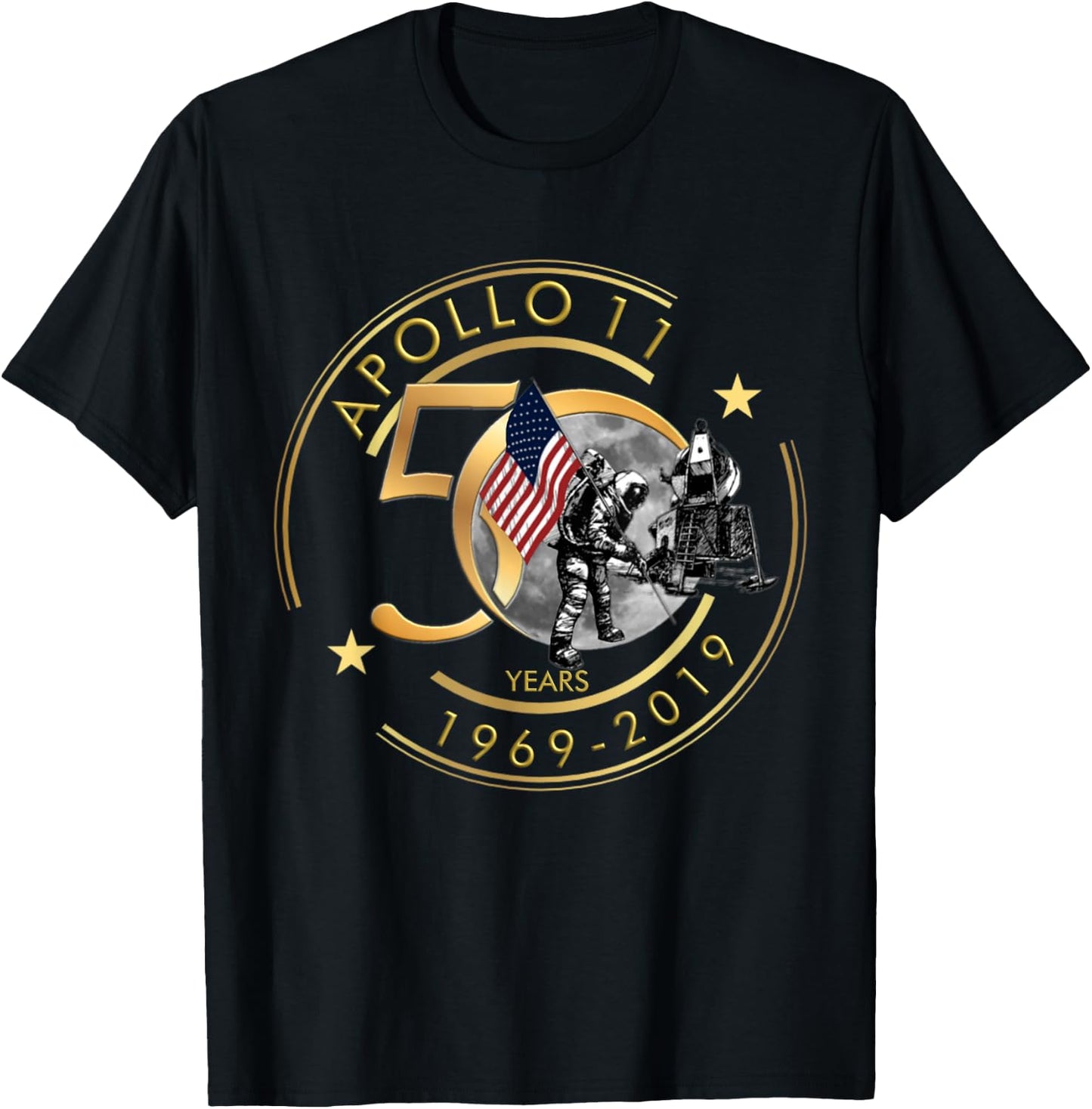 Apollo 11 50th Anniversary Moon Landing 1969 2019 Gift T-Shirt - T-Shirt | Black