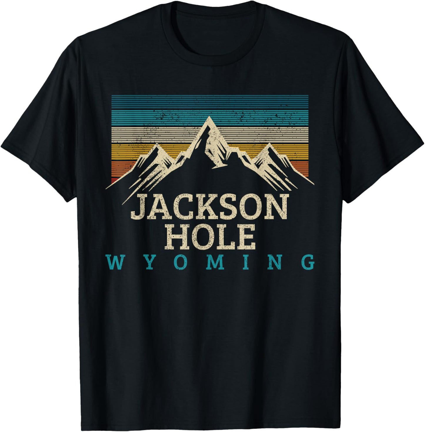 Jackson Hole Wyoming Vintage Mountains Nature Souvenir Gift T-Shirt - T-Shirt | Black
