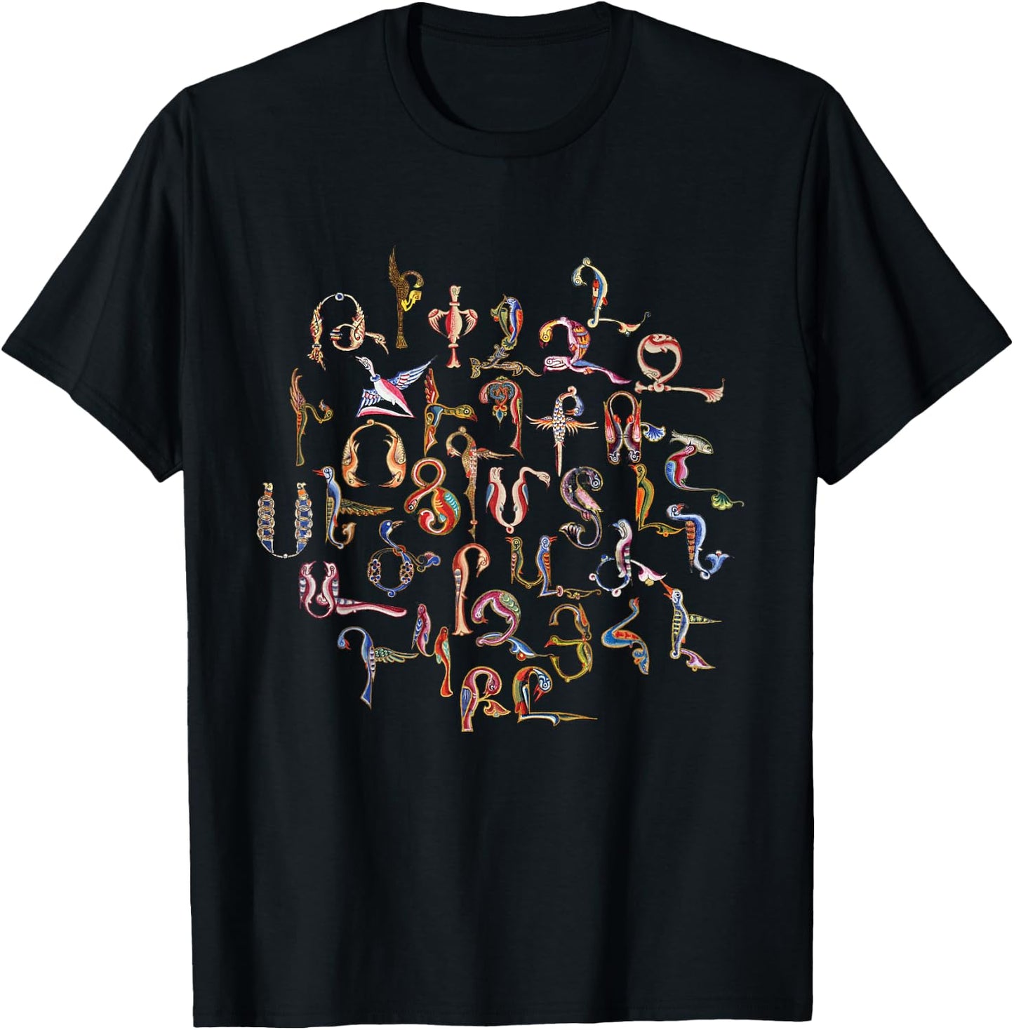 Armenian Birds Alphabet T-Shirt - T-Shirt | Black