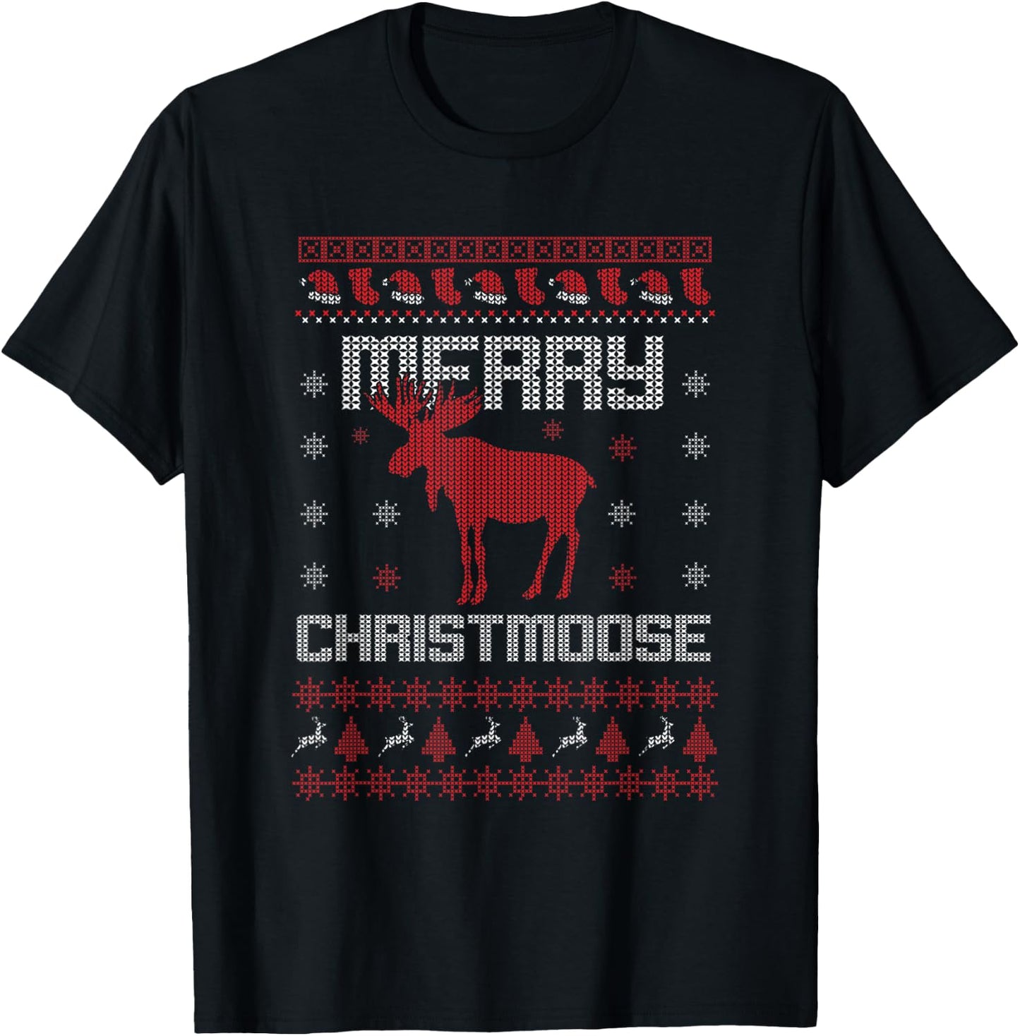 Merry Christmoose Alaska Christmas Moose Lover Gift Costume T-Shirt - T-Shirt | Black