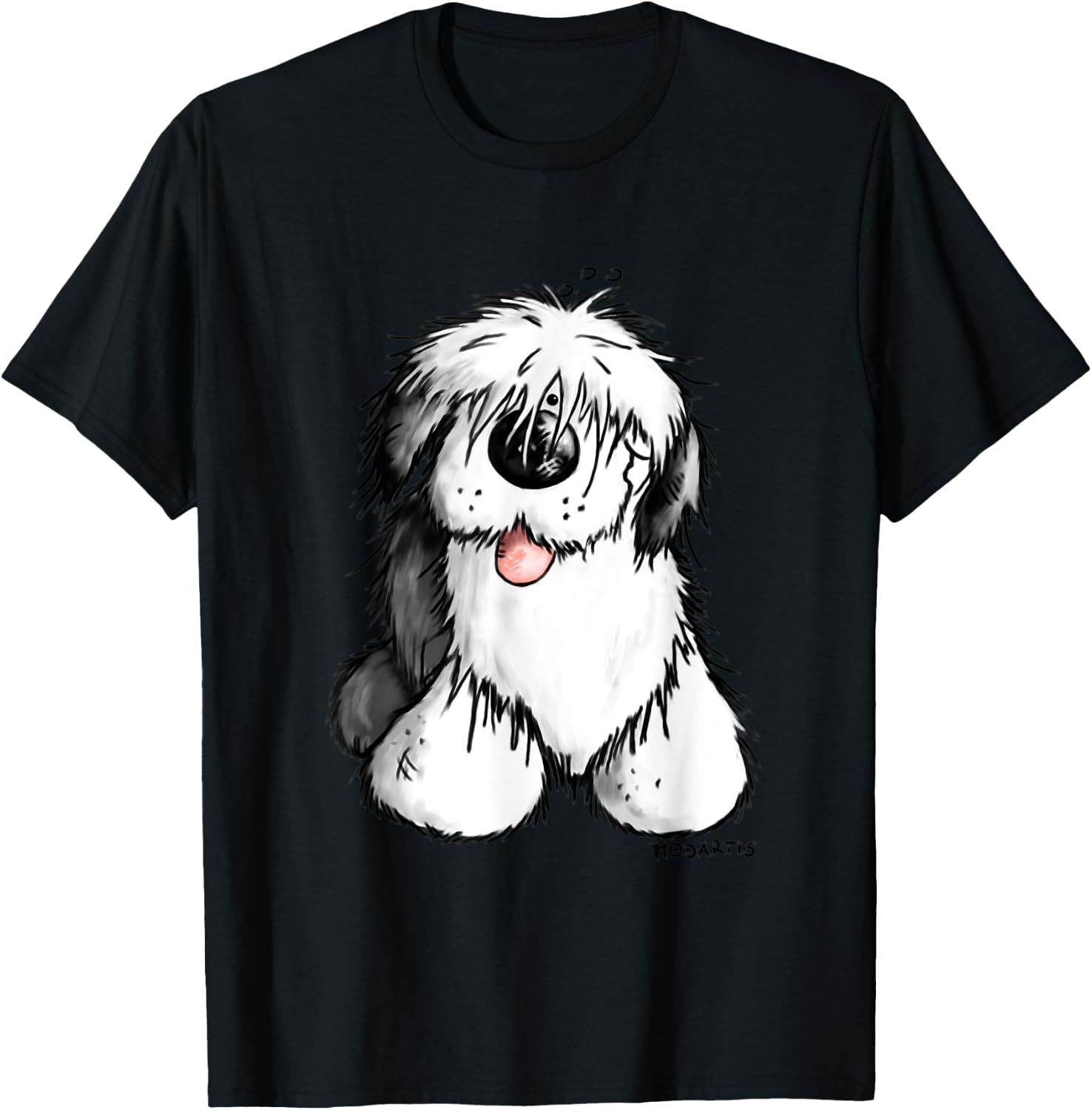 Happy Old English Sheepdog I For A Dog Or Bobtail Lover Men Women Girls Kids T-Shirt - T-Shirt | Black