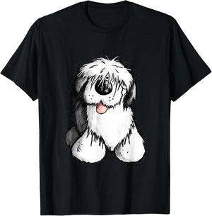 Happy Old English Sheepdog I For A Dog Or Bobtail Lover Men Women Girls Kids T-Shirt - T-Shirt | Black