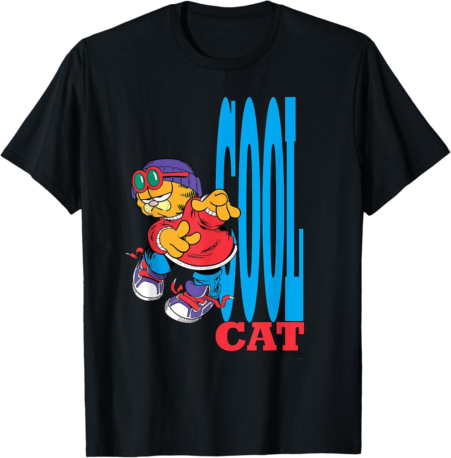 Garfield Cool Cat Retro 90's Cartoon Cat T-Shirt - T-Shirt | Black