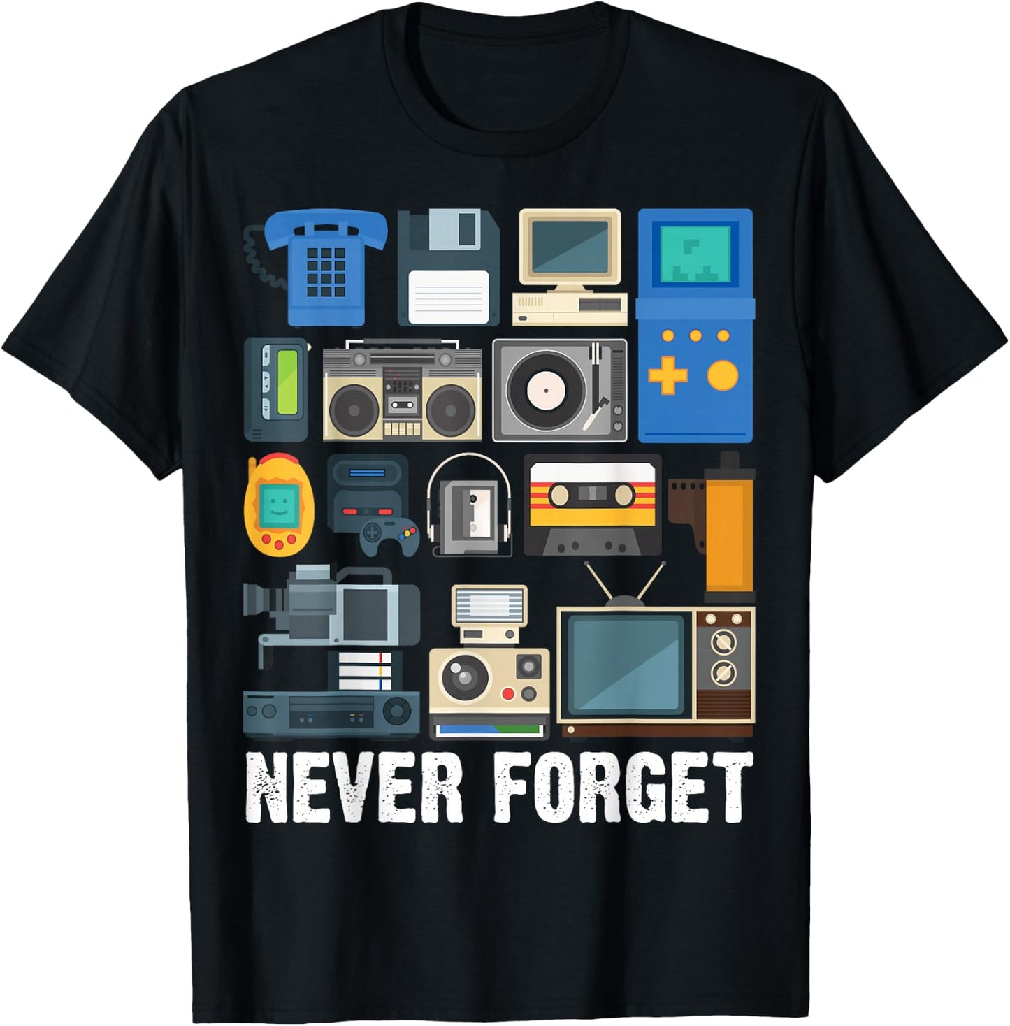 Retro Vintage Style 90's Technology Old Gadgets Lover T-Shirt - T-Shirt | Black