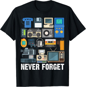 Retro Vintage Style 90's Technology Old Gadgets Lover T-Shirt - T-Shirt | Black