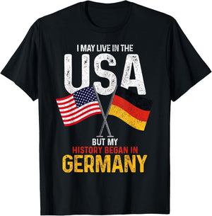 German American My History Began In Germany Pride Vintage T-Shirt - T-Shirt | Black