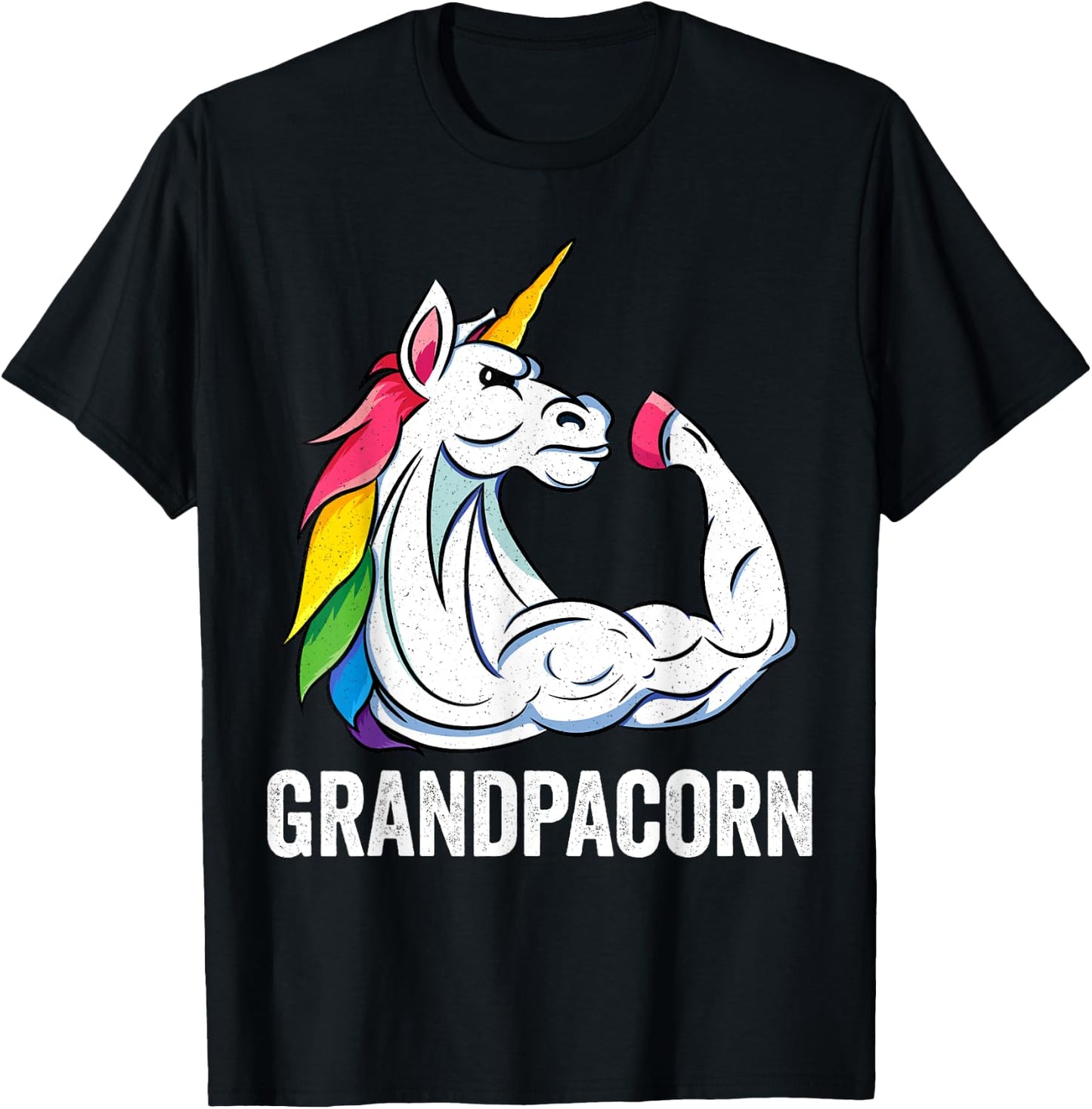 Cute Unicorn Grandpa Girl Birthday Party Apparel GrandpaCorn T-Shirt - T-Shirt | Black