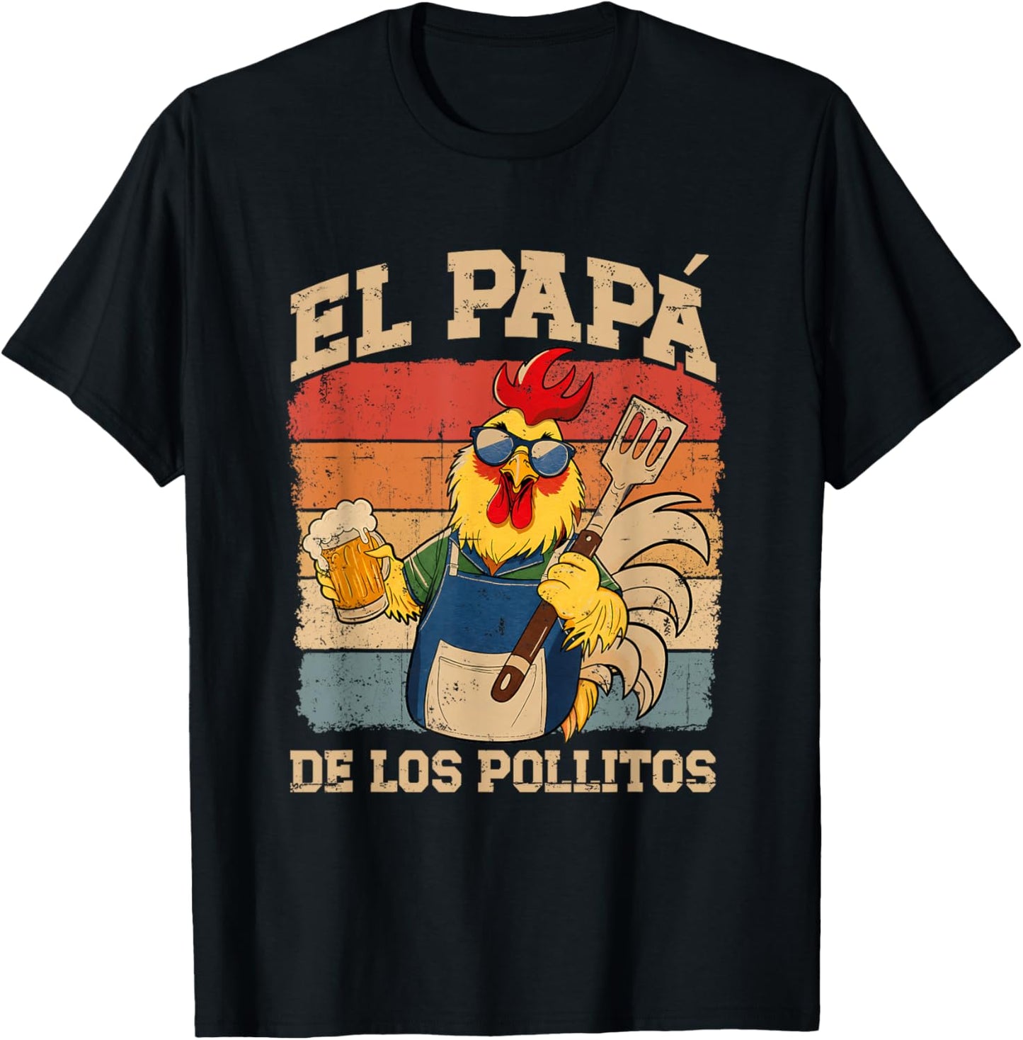 El Papa De Los Pollitos Funny Rooster Dad Dia Del Padre T-Shirt - T-Shirt | Black