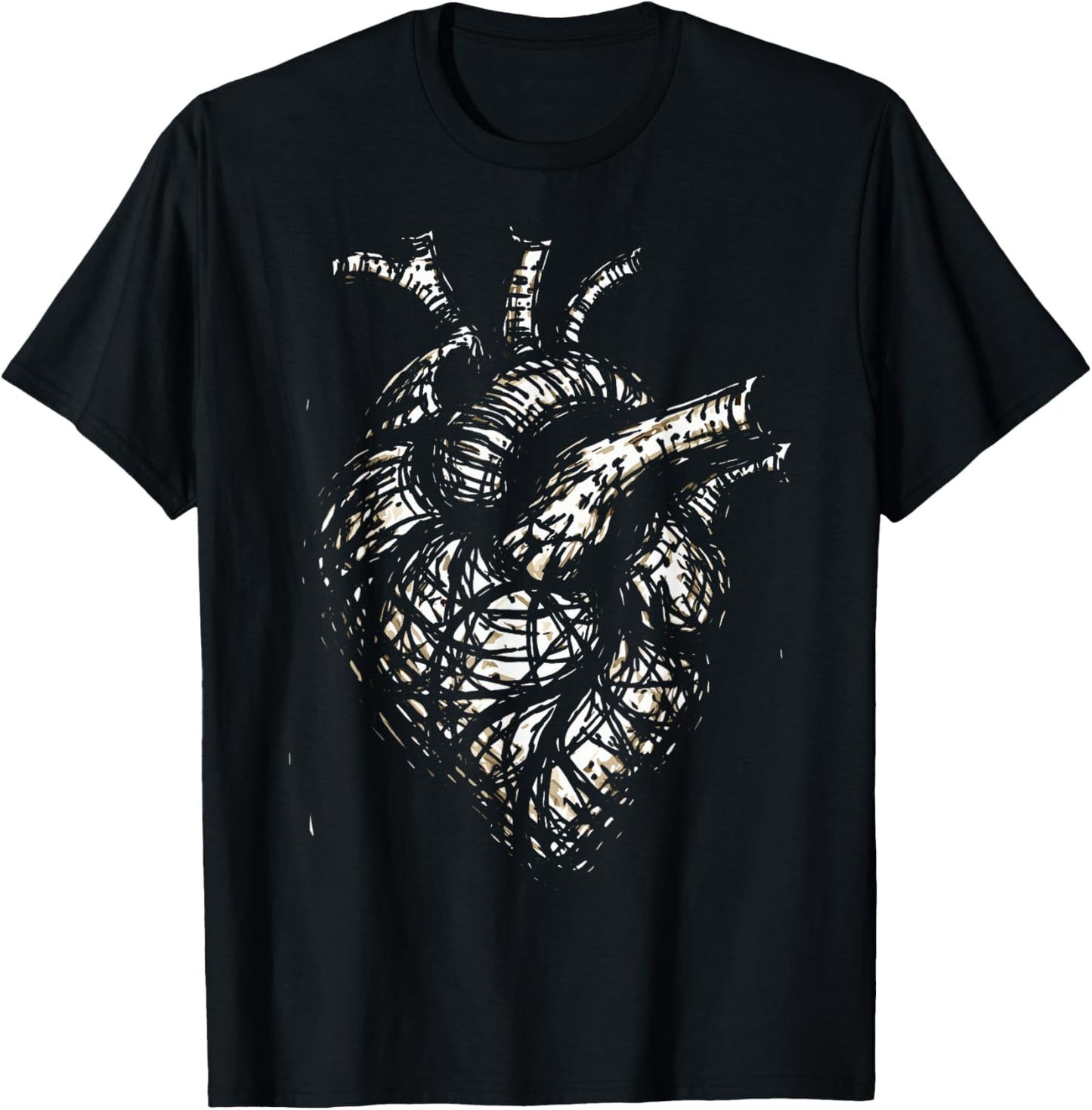 Dark Academica Anatomical Heart Gothic Anatomy T-Shirt - T-Shirt | Black