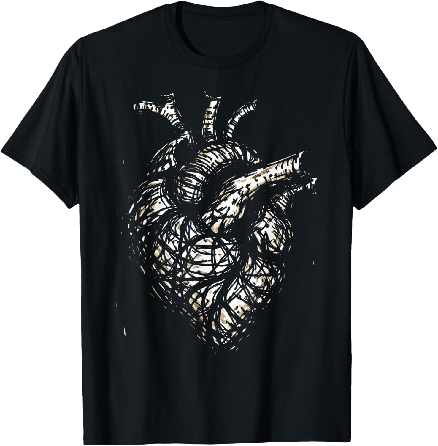 Dark Academica Anatomical Heart Gothic Anatomy T-Shirt - T-Shirt | Black