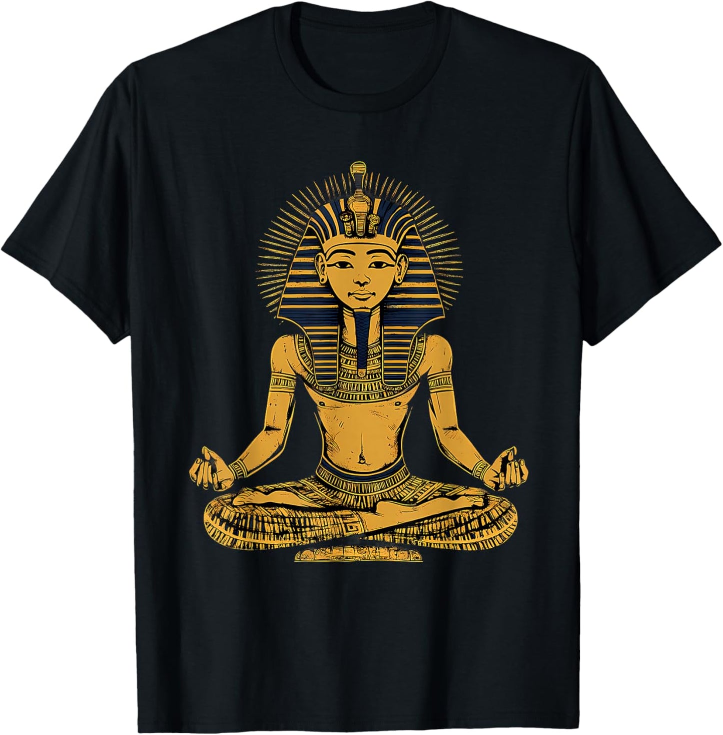 Ancient Egypt Meditate Egyptian God Tutankhamun Egyptology T-Shirt - T-Shirt | Black