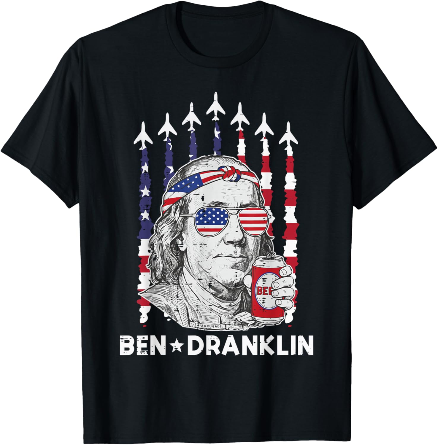 4th Of July Ben Dranklin Franklin Funny Dad Men Women T-Shirt - T-Shirt | Black