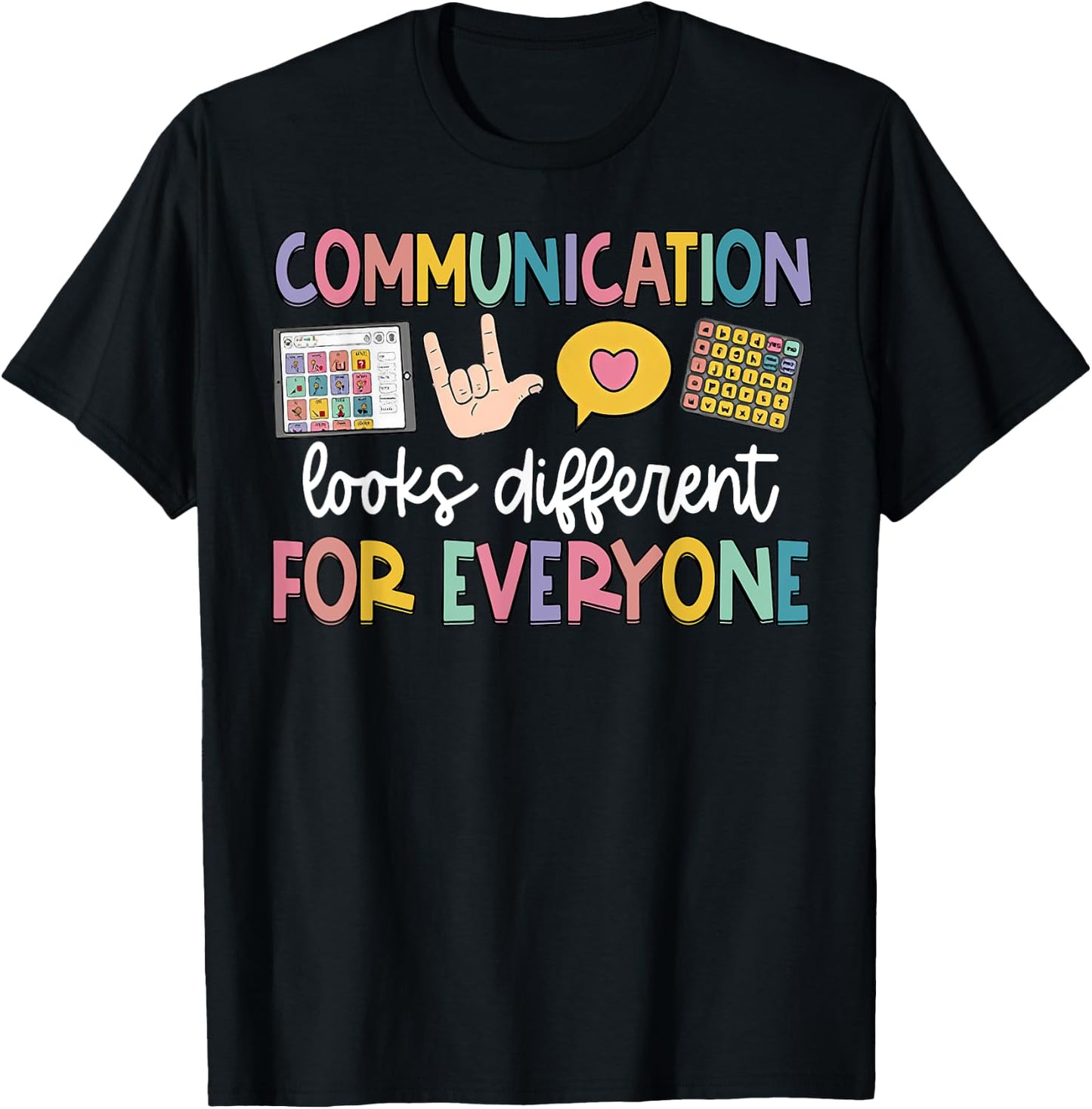 Funny Communication Looks Different Shirt - Kids -Adults Teacher Animal Print - Black, Small - Short Sleeve - Classic Fit - - Polyester 100% T-Shirt - T-Shirt | Black