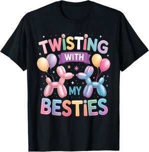 Twisting with My Bestie Balloon Artist Balloon Animal T-Shirt - T-Shirt | Black