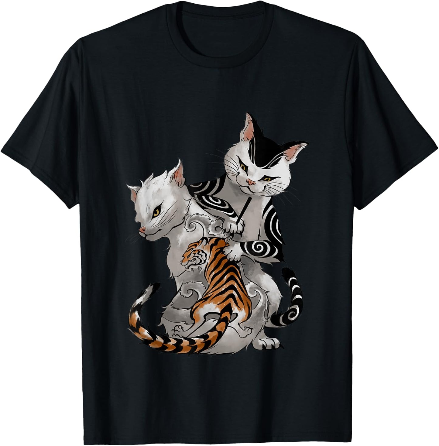 Irezumi Cat Artist with Traditional Japanese Tattoo Men Women Girls Kids T-Shirt - T-Shirt | Black