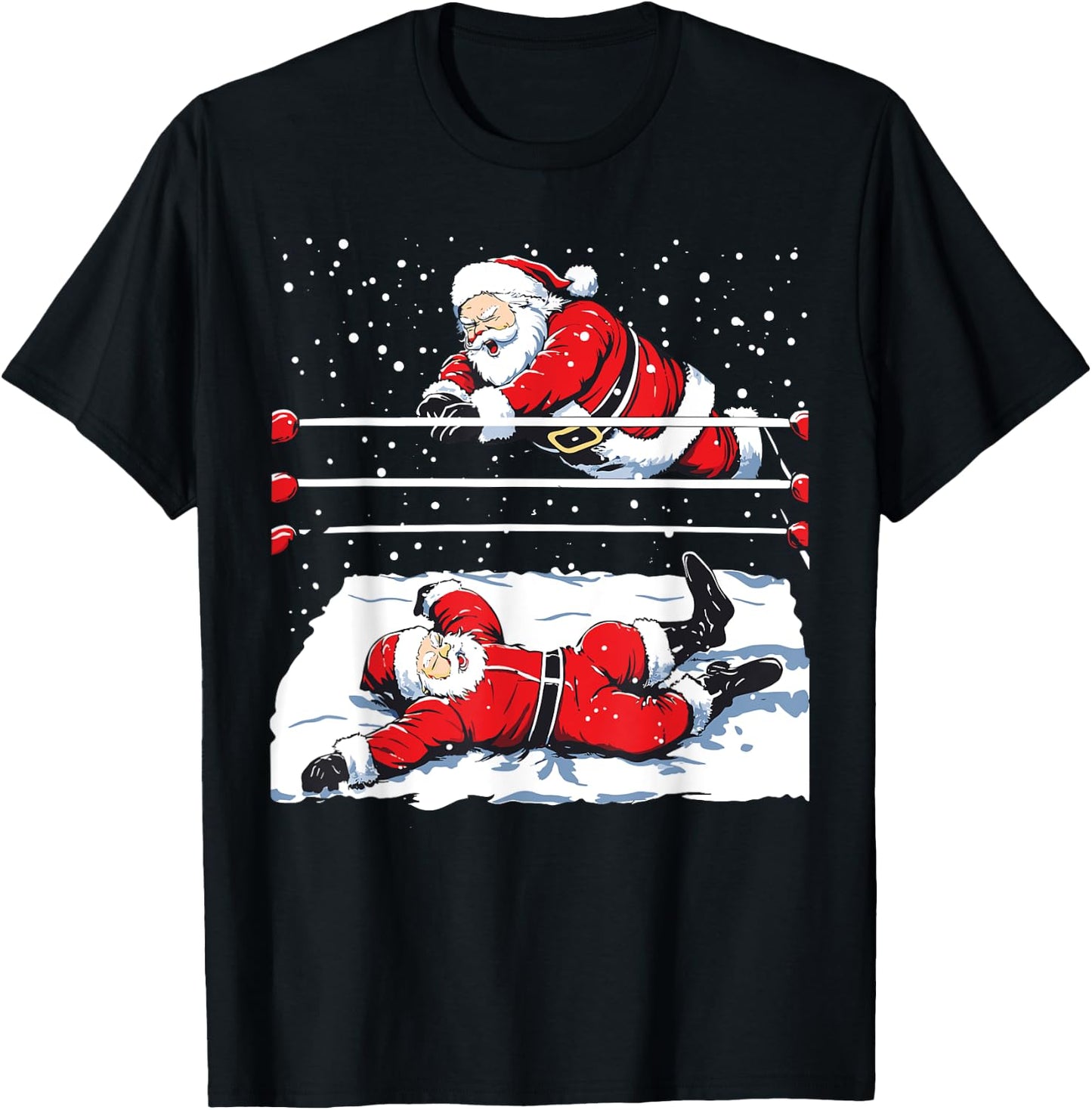 Santa Wrestling Lover Wrestler Christmas Xmas Pajama T-Shirt - T-Shirt | Black