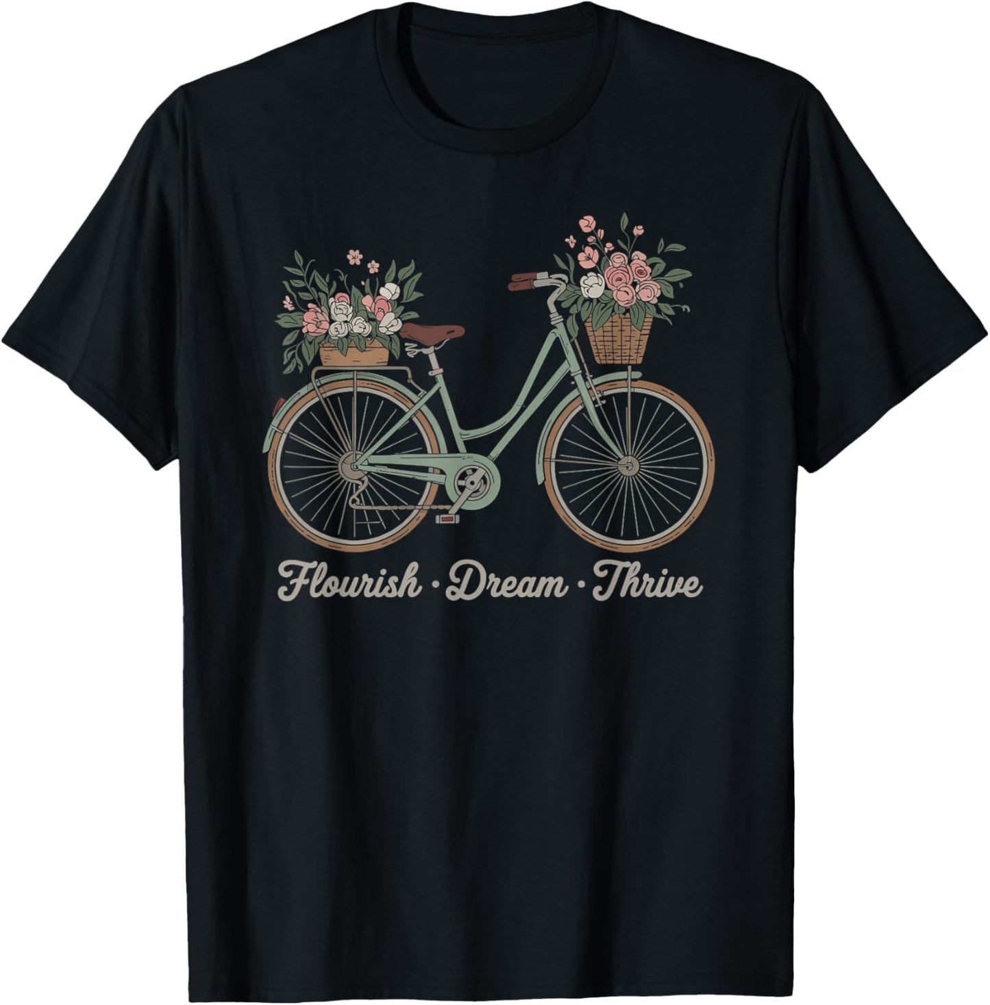 Flourish Dream Thrive Floral Bike Trump Subtle Resist T-Shirt - T-Shirt | Black