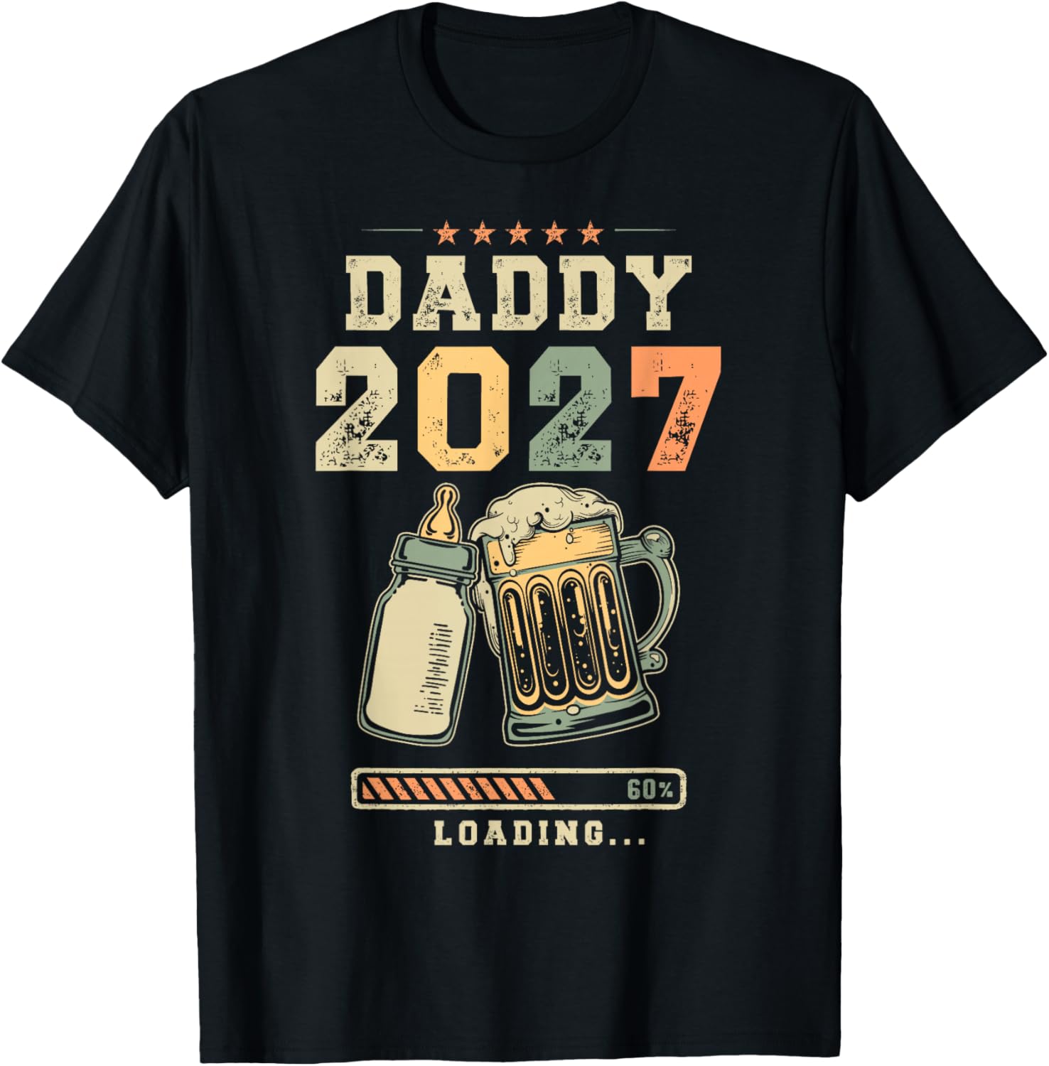 Daddy 2027 Loading Going to Be A Dad T-Shirt - T-Shirt | Black