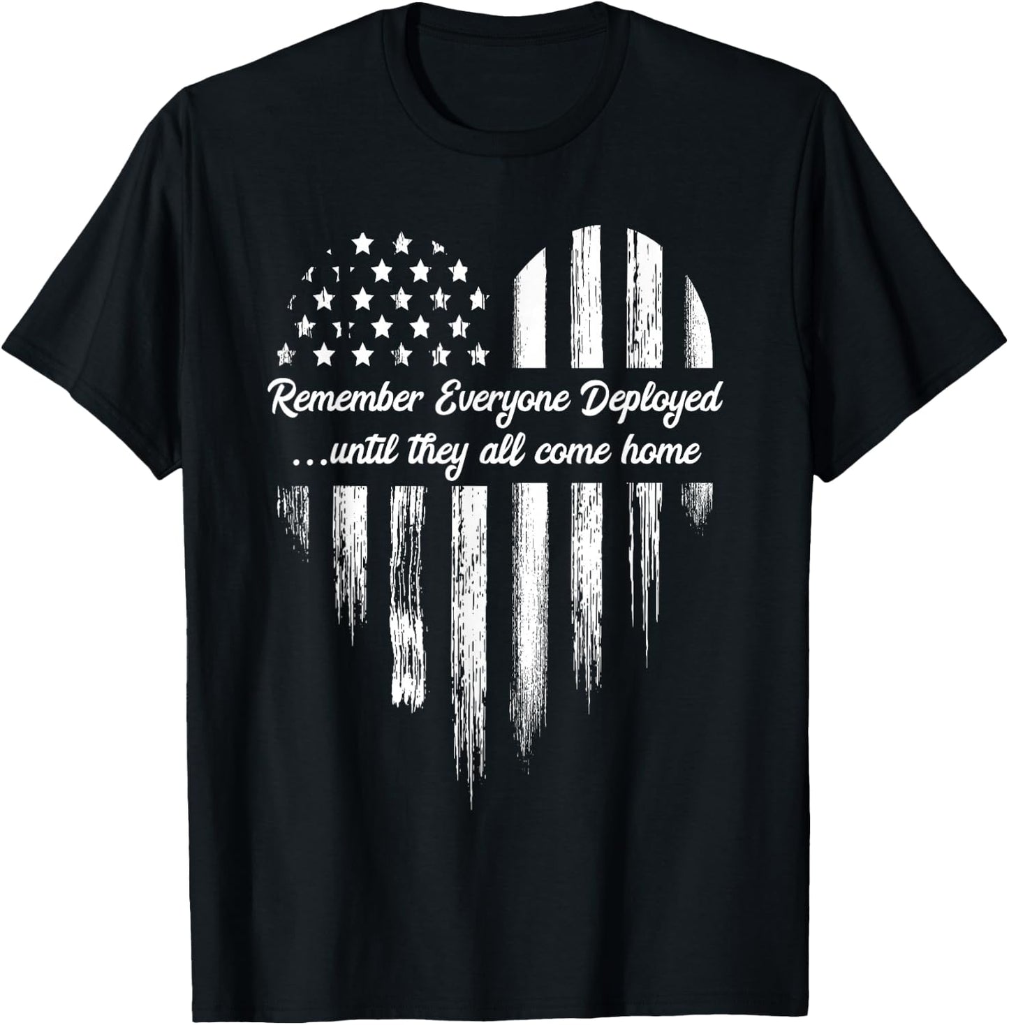 Red Friday Remember Everyone Deployed American Flag Heart Small T-Shirt - T-Shirt | Black