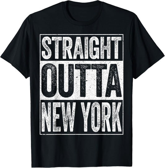 Straight Outta New York Shirt Patriotic New York State Kids Men T-Shirt - T-Shirt | Black