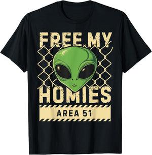 Free My Homies Area 51 Funny Alien UFO Boys Kids Men Women T-Shirt - T-Shirt | Black