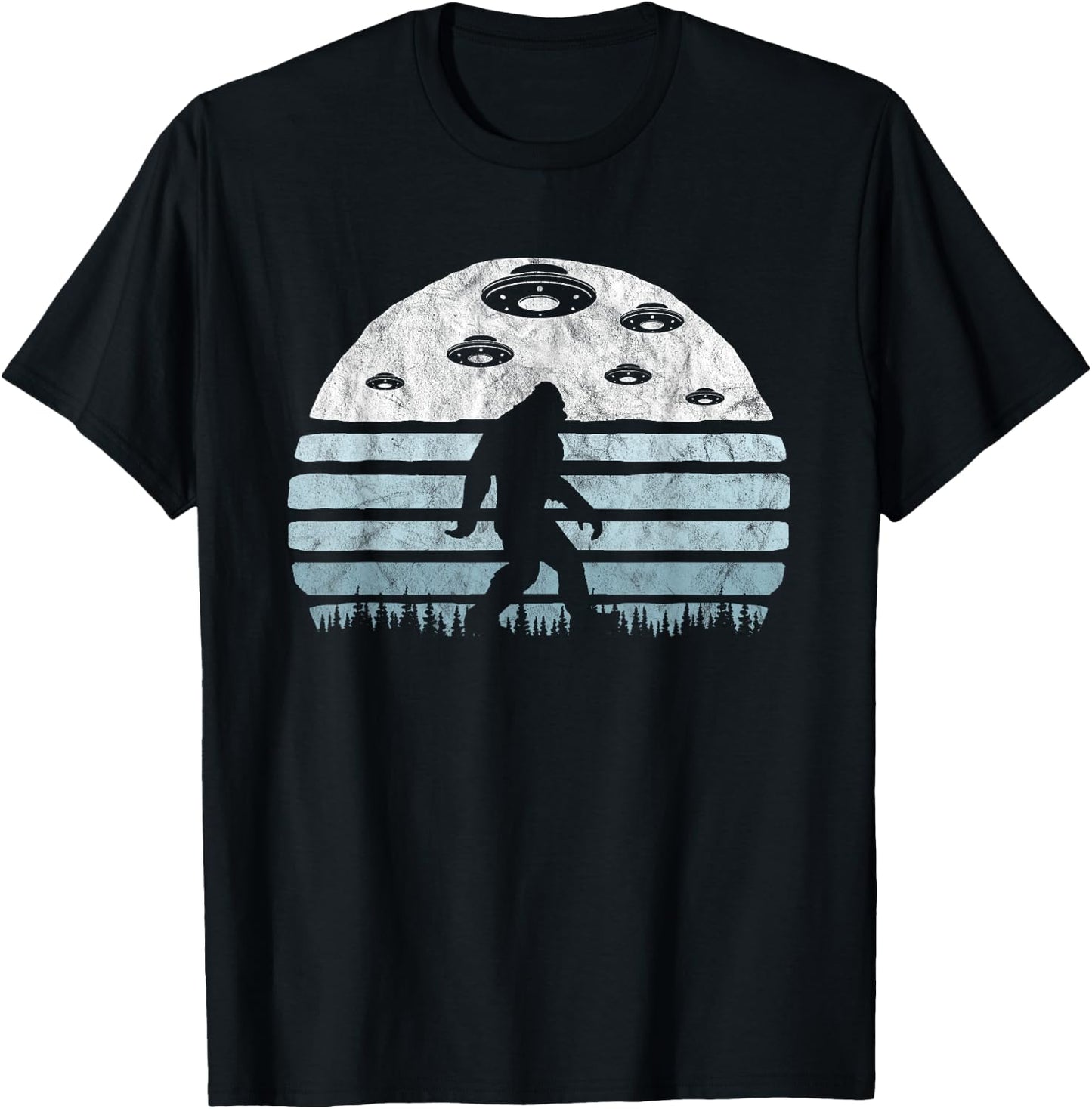 Bigfoot UFO Abduction Vintage Believe Retro Alien Graphic T-Shirt - T-Shirt | Black