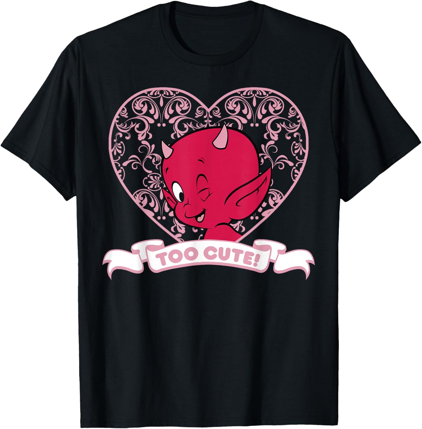 Hot Stuff The Little Devil Too Cute Heart Portrait T-Shirt - T-Shirt | Black