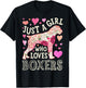 Boxer Just A Girl Who Loves Boxers Dog Flower Women Floral T-Shirt - T-Shirt | Black