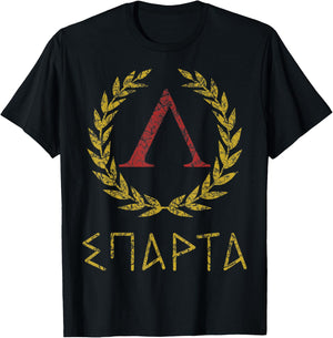 Spartan Warrior Greek letters laurel lambda T-Shirt - T-Shirt | Black