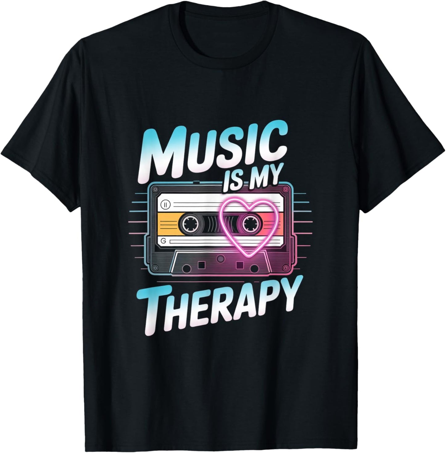 Music Is My Therapy Music Musicians Headphone Music Memes T-Shirt - T-Shirt | Black
