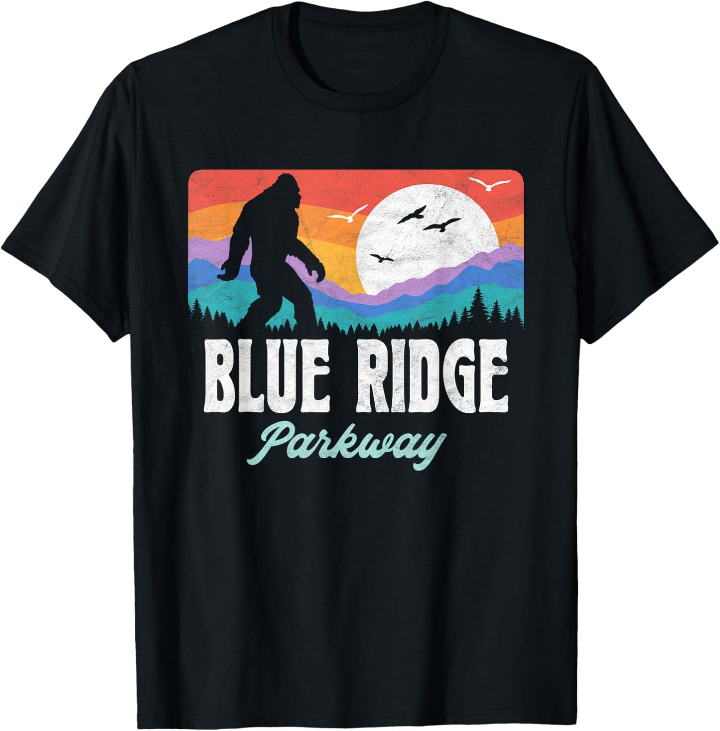 Vintage Blue Ridge Parkway Bigfoot Mountains Graphic T-Shirt - T-Shirt | Black