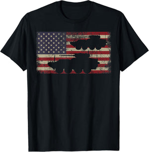 Stryker Infantry Carrier Vehicle Gift USA Flag Women Men T-Shirt - T-Shirt | Black