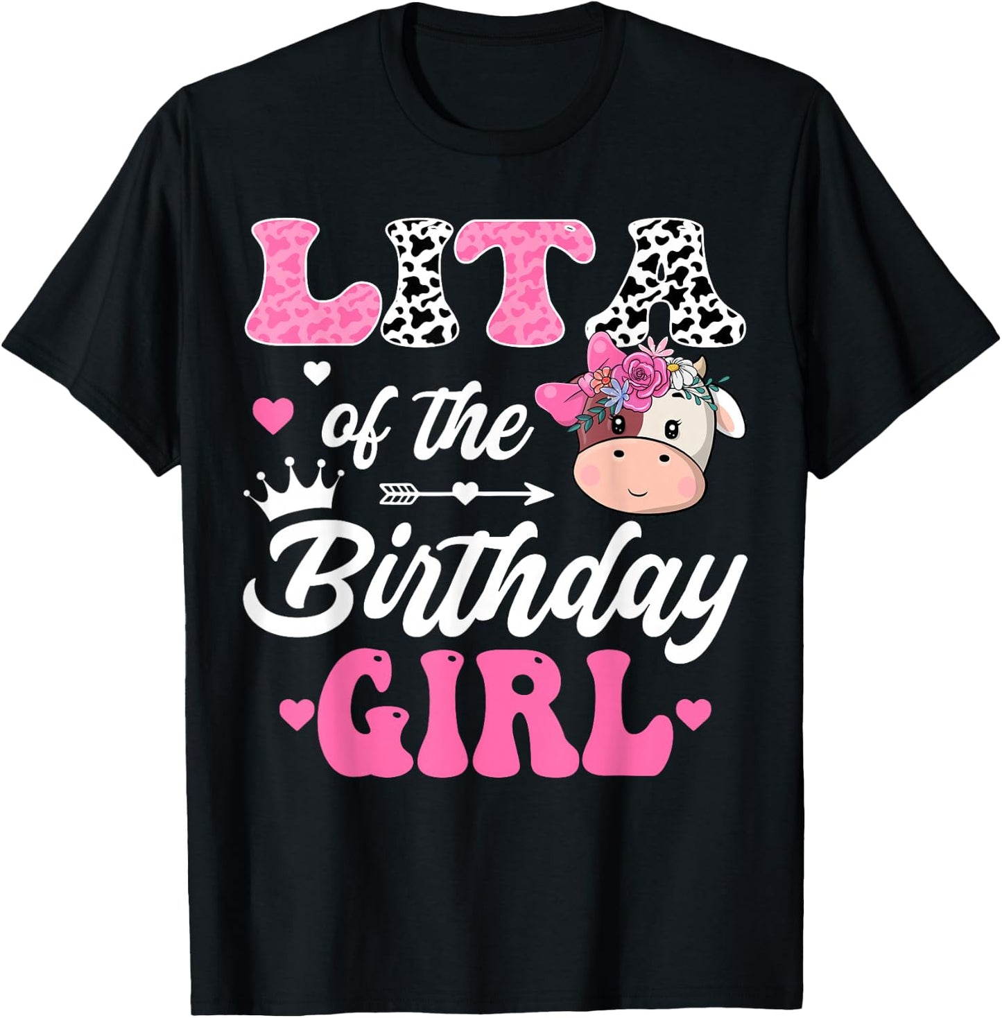 Lita Of The Birthday Girl Farm Cow 1St Birthday Girl T-Shirt - T-Shirt | Black