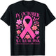 In October We Wear Pink Retro Groovy Breast Cancer Awareness T-Shirt - T-Shirt | Black