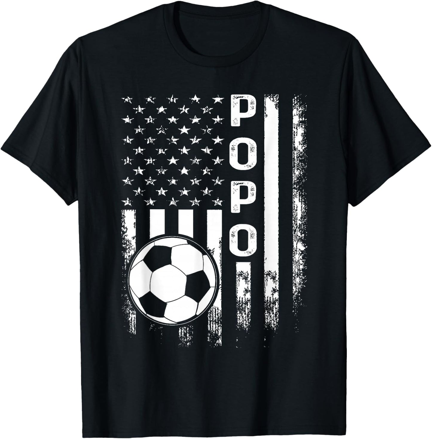 Soccer Popo America Flag Vintage Christmas Xmas T-Shirt - T-Shirt | Black