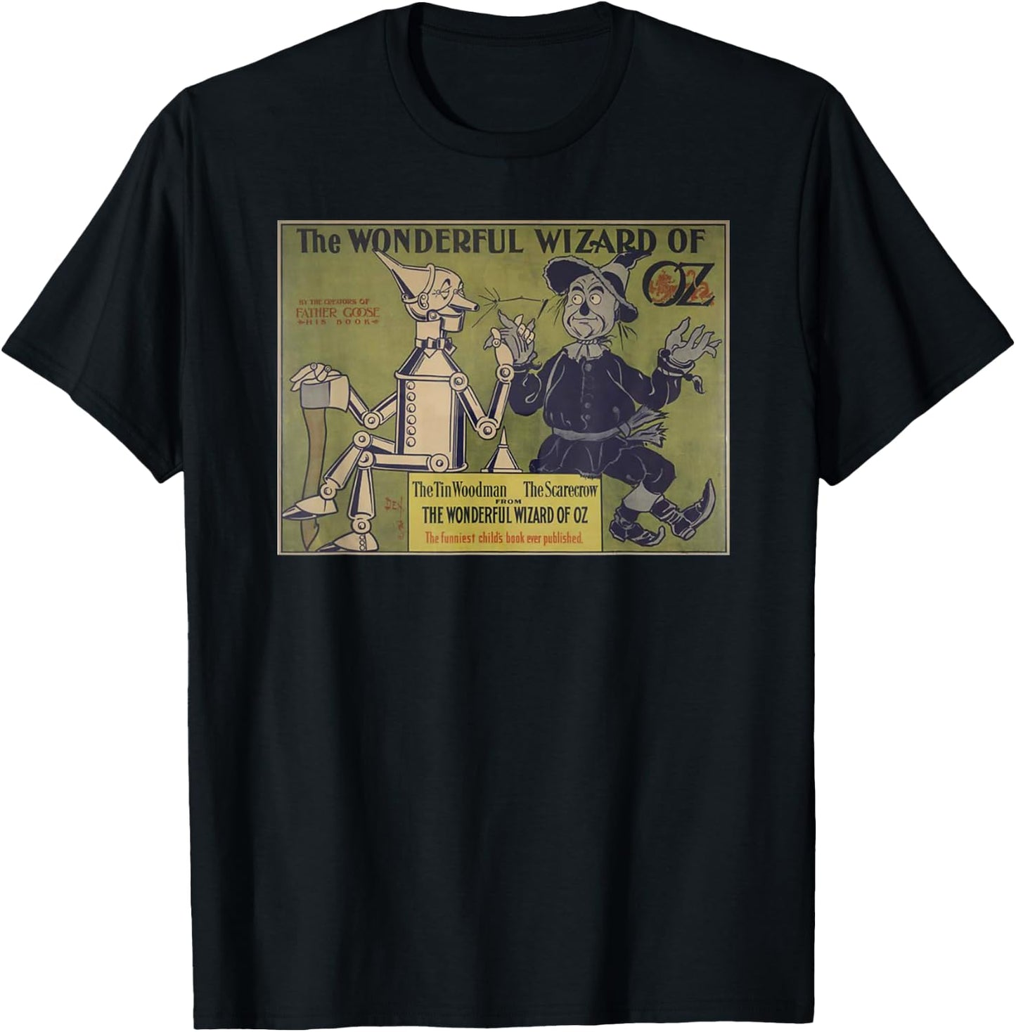 Vintage Scarecrow Tin-Man Shirt Art-The Wizard of OZ T-Shirt - T-Shirt | Black